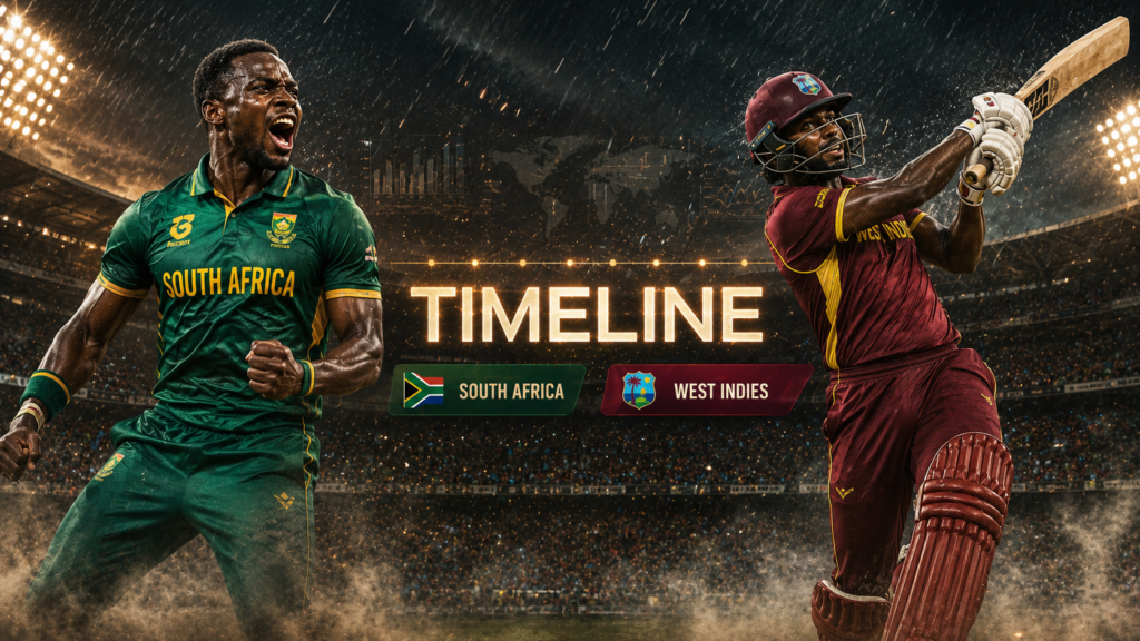 South Africa National Cricket Team Vs West Indies Cricket Team Timeline