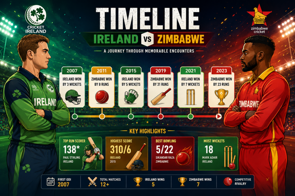 Ireland Cricket Team Vs Zimbabwe National Cricket Team Timeline