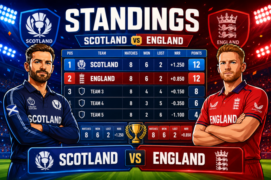 Scotland National Cricket Team Vs England Cricket Team Standings