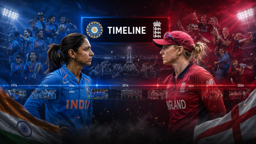 India Women's National Cricket Team Vs England Women's National Cricket Team Timeline (1976–2026)