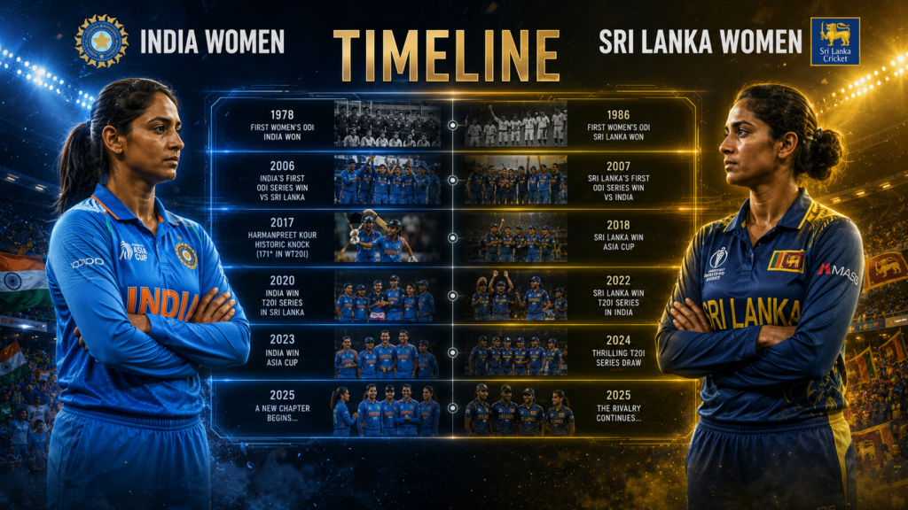 India Women's National Cricket Team Vs Sri Lanka Women's National Cricket Team Timeline