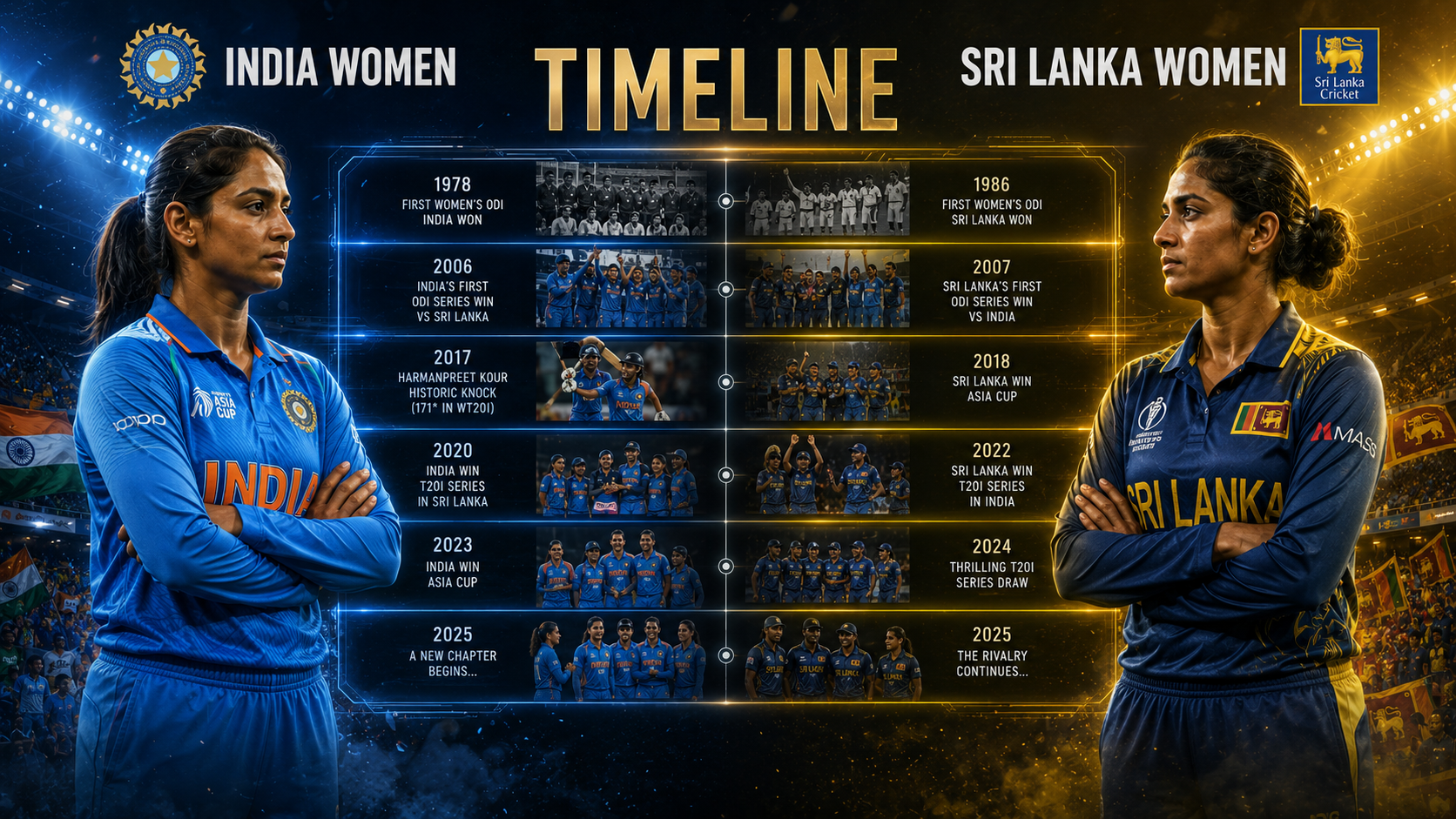 India Women's National Cricket Team Vs Sri Lanka Women's National Cricket Team Timeline