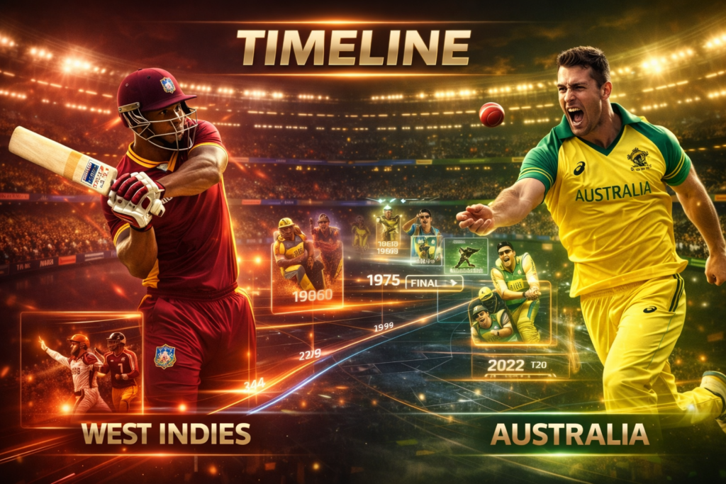 West Indies Cricket Team Vs Australian Men's Cricket Team Timeline