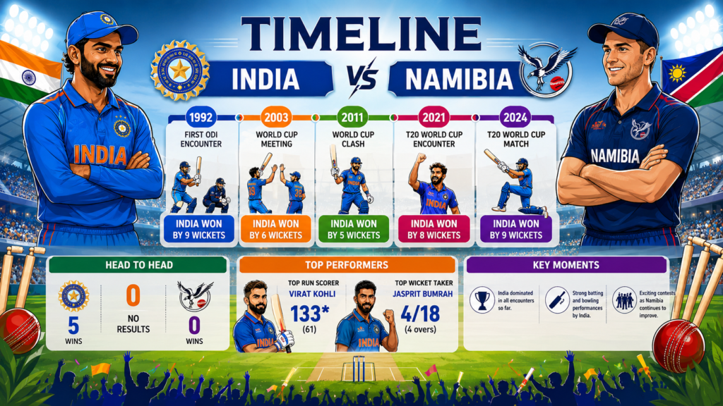 India National Cricket Team Vs Namibia National Cricket Team Timeline